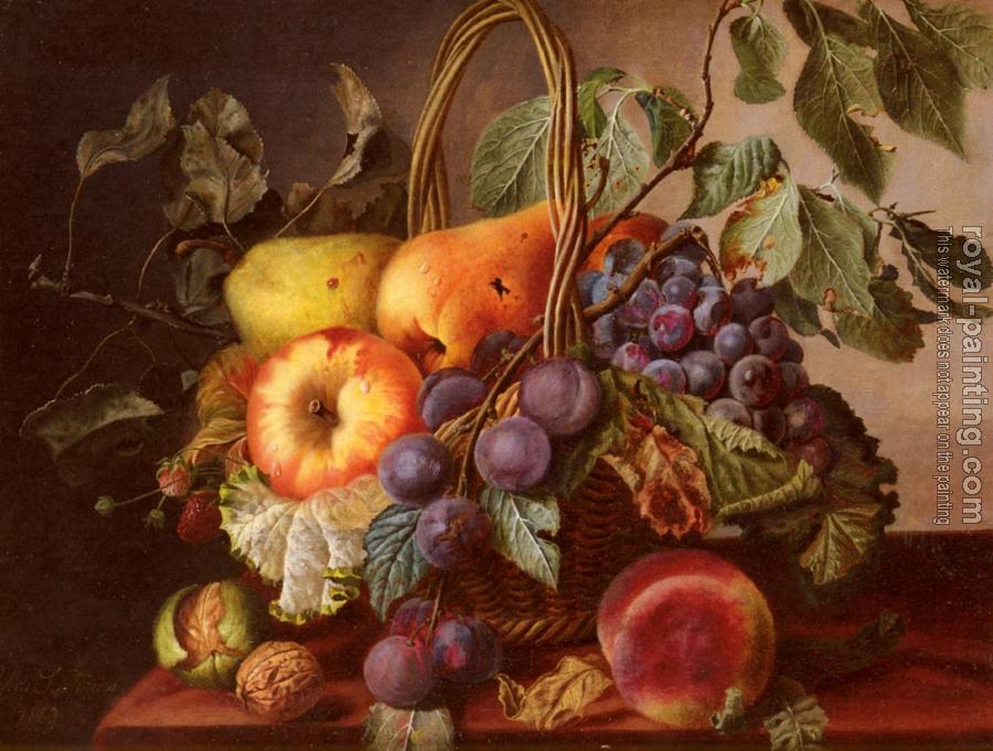 Virginie De Sartorius : A Still Life With A Basket Of Fruit